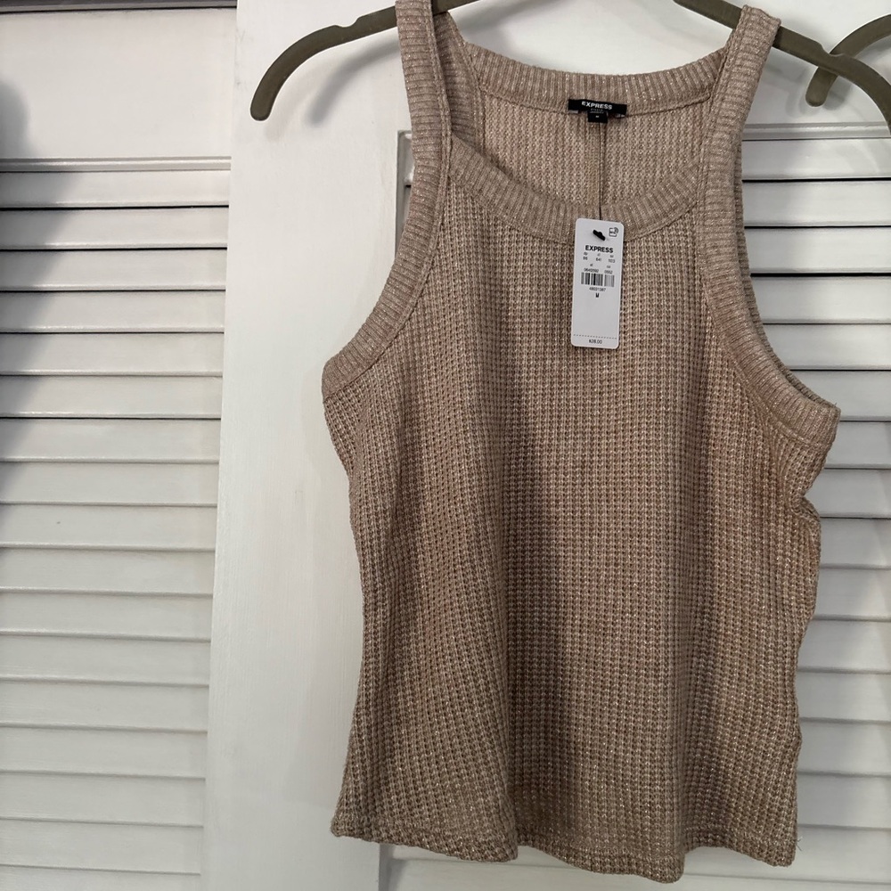 Express Textured Beige Tank Top